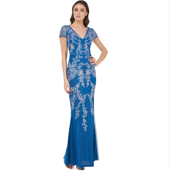NWT-JS COLLECTIONS Embroidered Bead Mermaid Gown - Picture 8 of 8